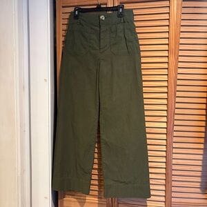 Maeve Anthropologie Colette size 26 Olive Green Wide-Leg Pants Stretch Casual